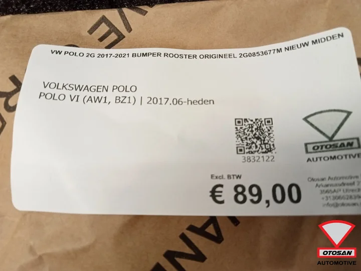 vw-polo-2g-20172021-bumper-rooster-origineel-2g0853677m-nieuw-midden — foto 5