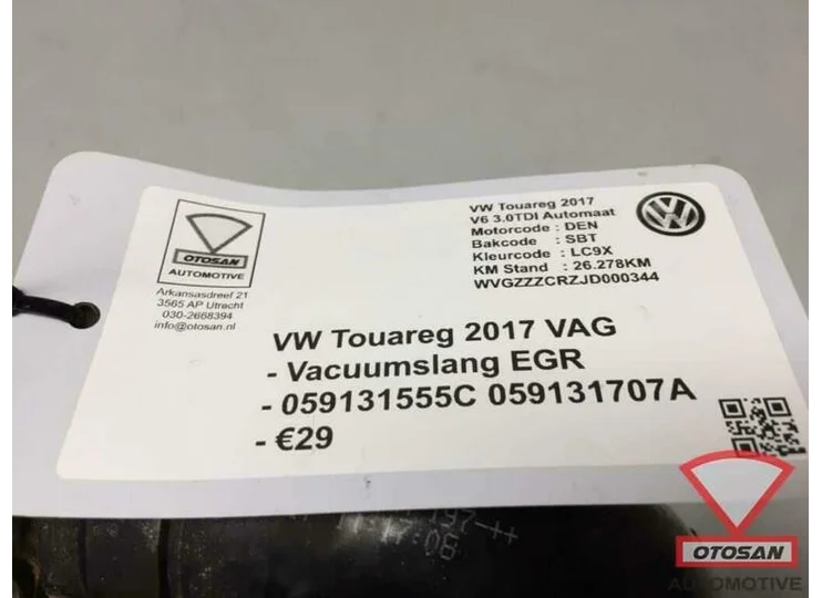 VW Touareg 2017 VAG Vacuumslang EGR 059131555C 059131707A
