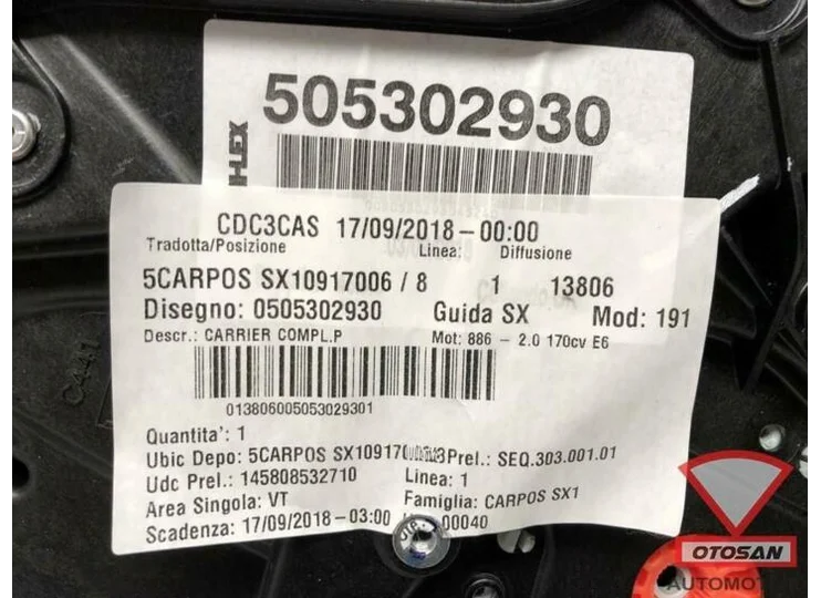 Alfa Romeo Giulietta 2018 deur portier links achter OTOSAN U