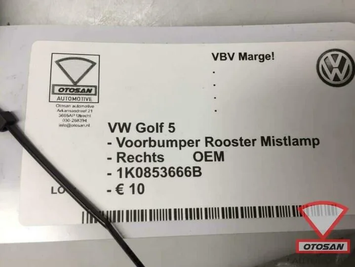 vw-golf-5-voorbumper-rooster-rechts-nieuw!-1k0853666b — foto 3