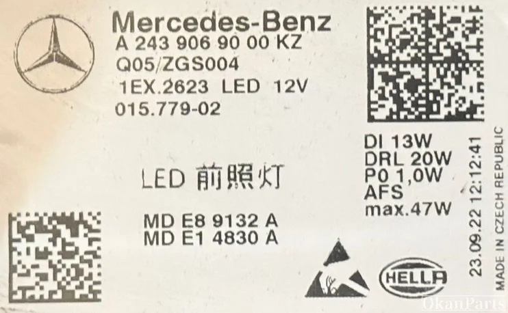 mercedes-eqb-x243-led-rechter-koplamp-rechts-a2439069000 — foto 4