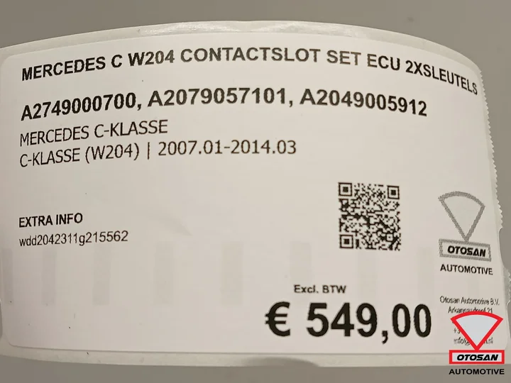 mercedes-c-w204-contactslot-set-ecu-2xsleutels-a2749000700-a2079057101-a2049005912 — foto 8