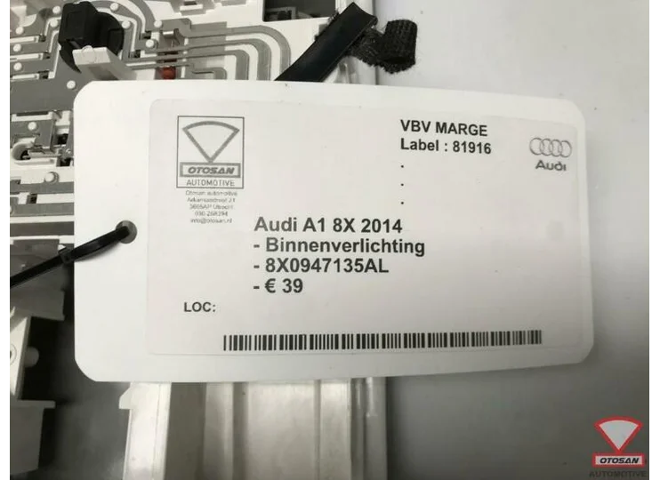 Audi A1 8X 2014 Binnenverlichting Hemel 8X0947135AL