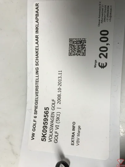 vw-golf-6-spiegelverstelling-schakelaar-inklapbaar-5k0959565 — foto 3