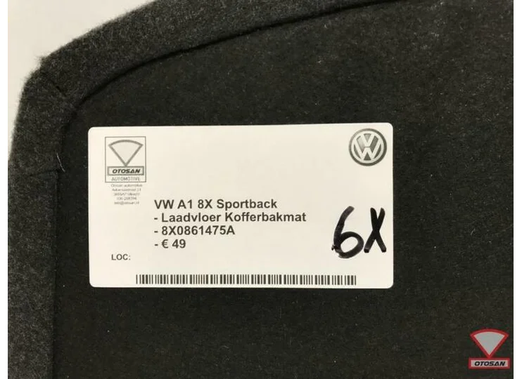 Audi A1 8X Sportback Laadvloer Kofferbakmat 8X0861475A 005