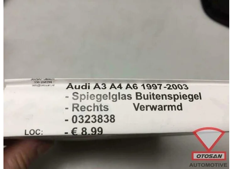 Audi A3 A4 A6 97-03 Spiegelglas Rechts Verwarmd Nieuw! 03238