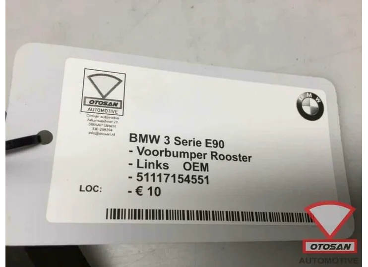 BMW 3 Serie E90 Voorbumper Rooster Links 51117154551