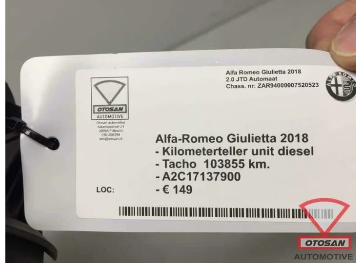 Alfa Romeo Giulietta 2018 KM Teller Unit Diesel A2C17137900
