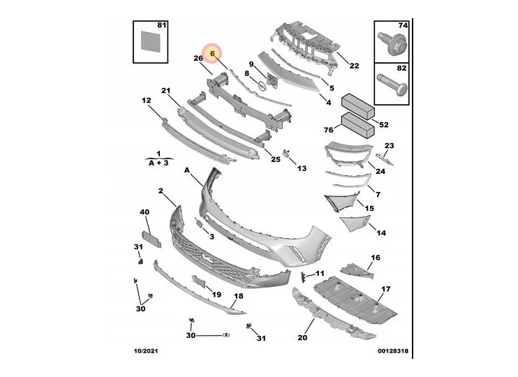 Opel mokka b voorbumper bumper chrome list 98351550DX