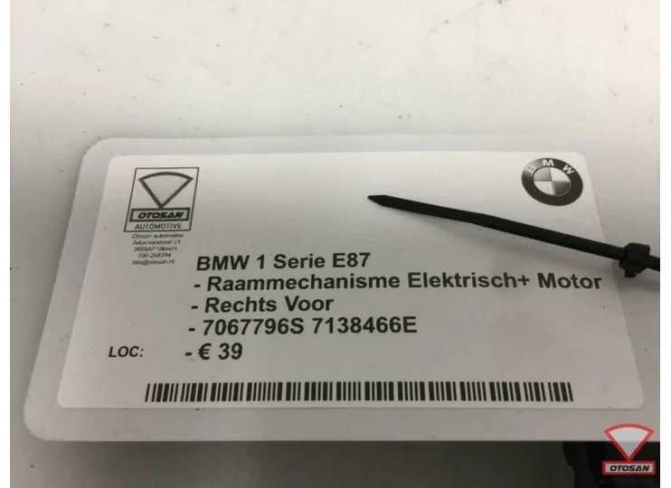 BMW 1 Serie E87 Raammechanisme + Motor Rechts Voor 7067769S