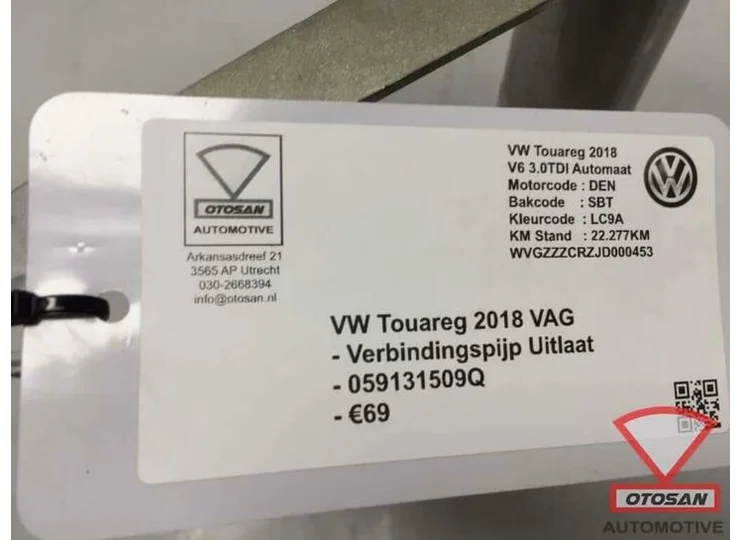 VW Touareg 2018 VAG EGR Pijp Verbindingsstuk 059131509Q