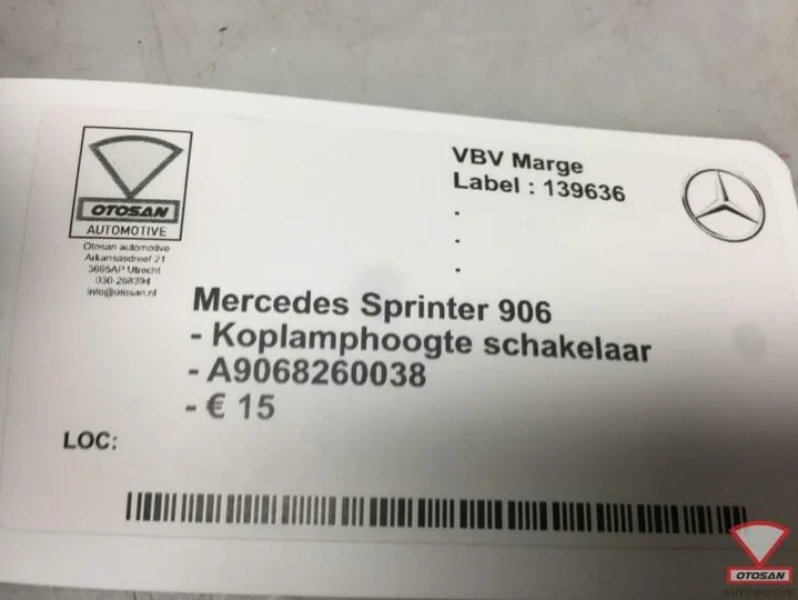 mercedes-sprinter-906-koplamphoogte-schakelaar-a9068260038 — foto 2