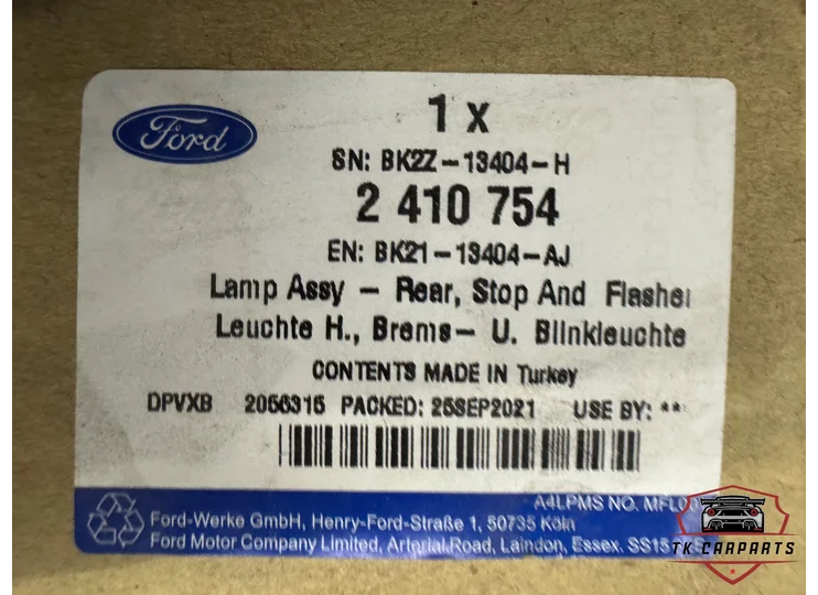 Feu arrière droit pour Ford Transit Custom BK2Z-13404-H