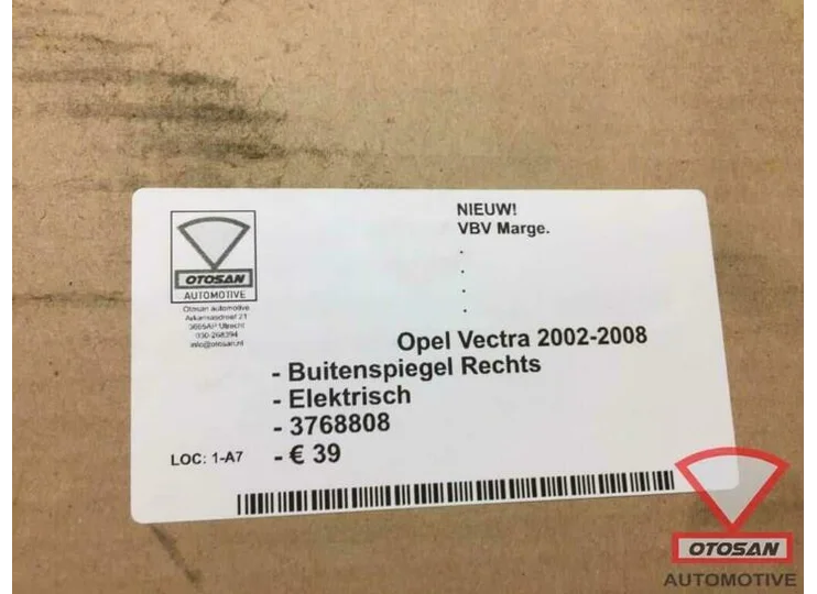 Opel Vectra C 2002-2008 Buitenspiegel Spiegel Rechts Elekt.