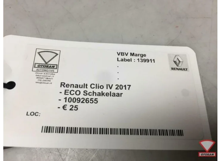 Renault Clio IV 2017 ECO Schakelaar 10092655