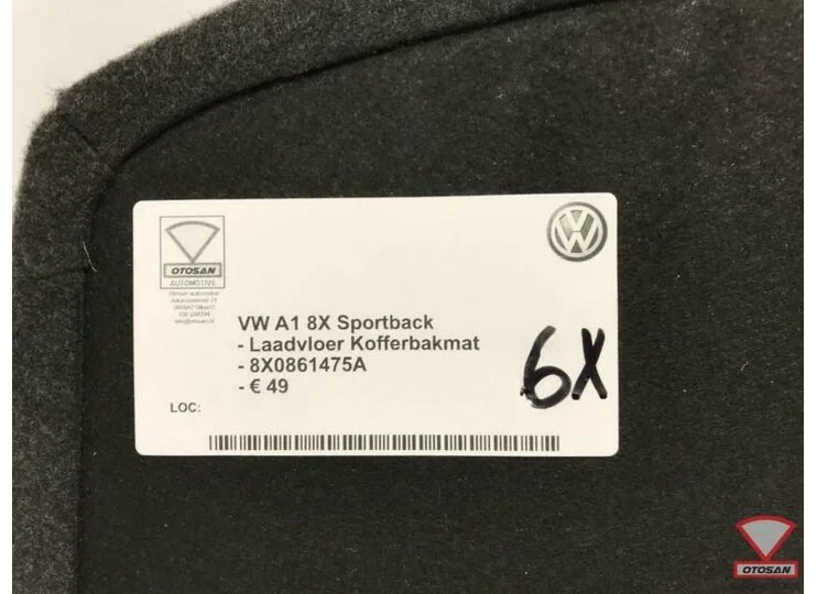 Audi A1 8X Sportback Laadvloer Kofferbakmat 8X0861475A 17