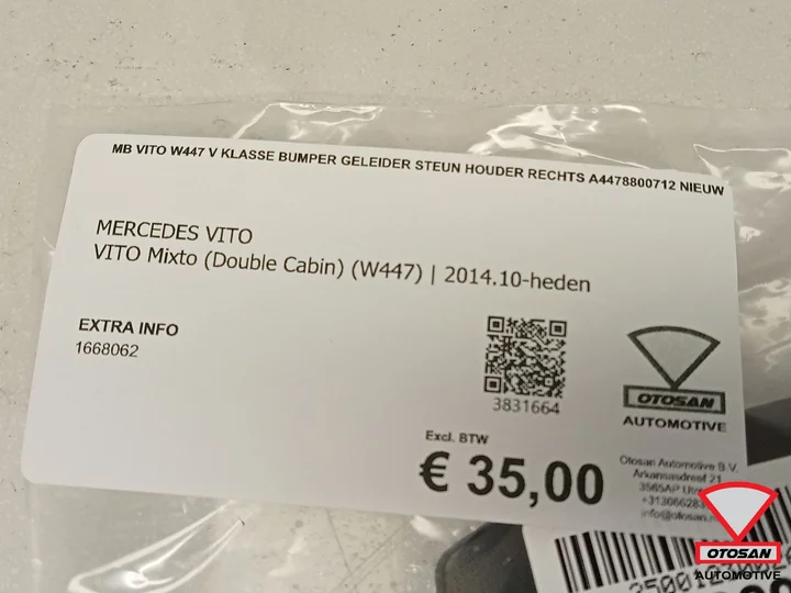 mb-vito-w447-v-klasse-bumper-geleider-steun-houder-rechts-a4478800712-nieuw — foto 3