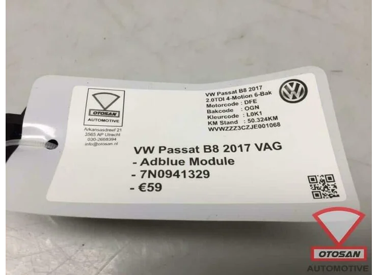 VW Passat B8 2017 VAG Adblue Module 7N0941329