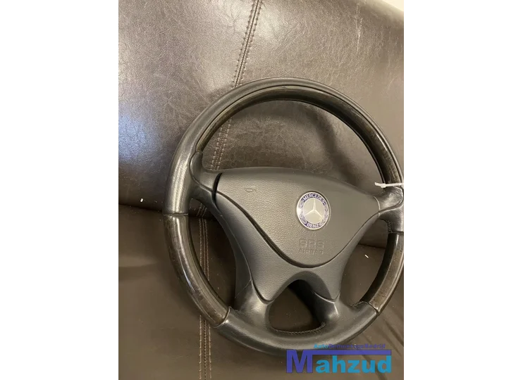 mercedes-slk-r170-w208-clk-hout-stuur-met-airbag-leer-zwart