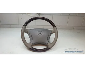 houten-stuurwiel-w220-s-klasse-mercedes-cl-w215-leer-leder-beige-grijs-bruin-hout-airbag-origineel-gebruikt-1998-2005