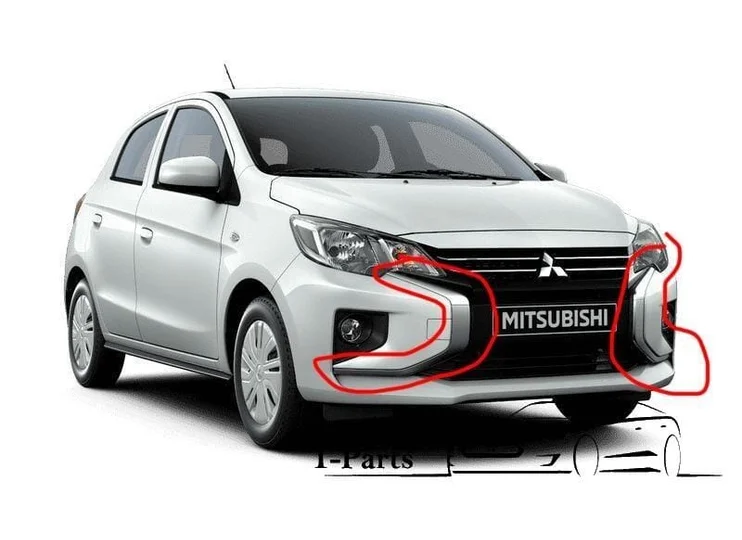 Mitsubishi space star chrome lijst voorbumper SET nieuw