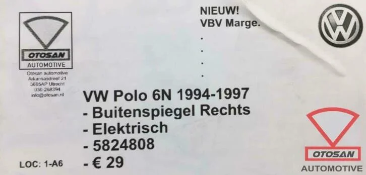 vw-polo-6n-1994-1997-buitenspiegel-rechts-elekt.-rechts-nieu — foto 3