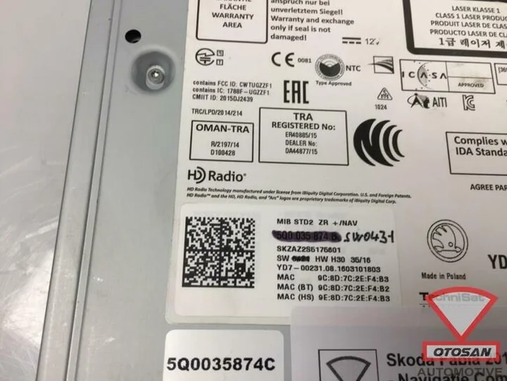 Skoda Fabia 2018 Navigatie Multi Media Unit 5Q0035874C — foto 2